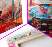 Carregar imagem no visualizador da galeria, Abstract Cowboy Kneeling by Cross Art - Framed Canvas Print, Modern Southwestern Decor, Vibrant Living Room Wall Art