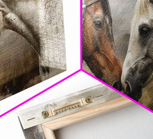 Load image into Gallery viewer, Black and White Horses, Framed Canvas Print for Elegant Living Room Decor, Equine Art for Home and Bedroom Decoration