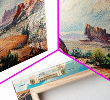 Load image into Gallery viewer, Cowboy Gazing Over Expansive Desert, Boho Western Landscape Art, Framed Canvas Print, Living Room Wall Decor, Rustic Country Style