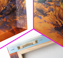 Carregar imagem no visualizador da galeria, Adorable cows at a red barn in the countryside, Framed Canvas Print, great for rustic living room, farmhouse wall decor art