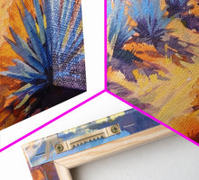 Load image into Gallery viewer, Desert Pathway with Vibrant Foliage, Perfect for Living Room Art, Framed Canvas Print, Bohemian Decor, Nature Inspired Wall Art