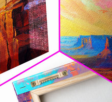 Load image into Gallery viewer, Cowboy with Horse on Cliff Edge, Farmhouse Style Framed Canvas Print for Living Room Wall Art, Vibrant Home Decor, Western Scenic Art