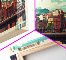 Load image into Gallery viewer, Belfast, Ireland Travel Poster Panoramic Canvas Print, Belfast, Ireland Painting, Ireland Art, Belfast Travel Art, Guest Room Painting