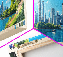 Load image into Gallery viewer, Brisbane, Australia Travel Poster Panoramic Canvas Print, Brisbane, Australia Painting, Australia Art, Brisbane Travel Art, Guest Room Painting