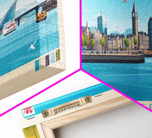 Carregar imagem no visualizador da galeria, Cardiff, Wales Travel Poster Panoramic Canvas Print, Cardiff, Wales Painting, Wales Art, Cardiff Travel Art, Guest Room Painting