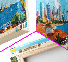 Cargar imagen en el visor de la galería, Cartagena, Colombia Panoramic Travel Poster Canvas Print, Cartagena, Colombia Painting, Colombia Art, Cartagena Travel Art, Guest Room Painting