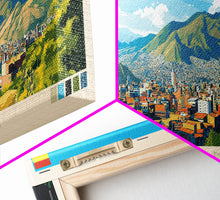 Load image into Gallery viewer, Cochabamba, Bolivia Panoramic Travel Poster Canvas Print, Cochabamba, Bolivia Painting, Bolivia Art, Cochabamba Travel Art, Living Room Painting