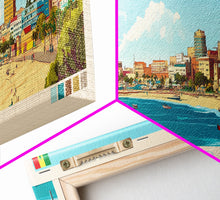 Load image into Gallery viewer, Dakar, Senegal Travel Poster Panoramic Canvas Print, Dakar, Senegal Painting, Senegal Art, Dakar Travel Art, Guest Room Painting