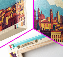 Load image into Gallery viewer, Queretaro, Mexico Panoramic Travel Poster Canvas Print, Queretaro, Mexico Painting, Mexico Art, Queretaro Travel Art, Living Room Painting