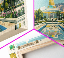 Load image into Gallery viewer, Ashgabat, Turkmenistan Panoramic Canvas Print, Ashgabat, Turkmenistan Painting, Turkmenistan Art, Ashgabat Travel Poster, Travel Art, Guest Room Painting