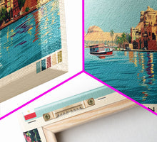 Load image into Gallery viewer, Aswan, Egypt Panoramic Canvas Print, Aswan, Egypt Painting, Egypt Art, Aswan Travel Poster, Travel Art, Housewarming Gift