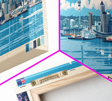 Carregar imagem no visualizador da galeria, Auckland, New Zealand Panoramic Canvas Print, Auckland, New Zealand Painting, New Zealand Art, Auckland Travel Poster, Travel Art, Vacation Gift