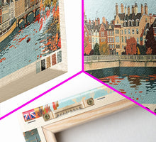 Carregar imagem no visualizador da galeria, Cambridge, England Panoramic Canvas Print, Cambridge, England Painting, England Art, Cambridge Travel Poster, Travel Art, Living Room Painting