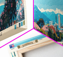 Load image into Gallery viewer, Christchurch, New Zealand Panoramic Canvas Print, Christchurch, New Zealand Painting, New Zealand Art, Christchurch Travel Poster, Travel Art, Housewarming Gift