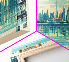 Load image into Gallery viewer, Dubai, United Arab Emirates Panoramic Canvas Print, Dubai, United Arab Emirates Painting, United Arab Emirates Art, Dubai Travel Poster, Travel Art, Housewarming Gift