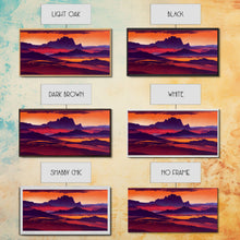 Load image into Gallery viewer, Arizona Desert Landscape at Sunset, Vaporwave Style Landscape, Cool Office Art, Ready To Hang Framed Canvas Print, Oversize Wall Art