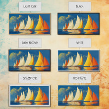 Load image into Gallery viewer, Art Deco Sailboats, Sailing Art, Sailing on the open sea, Wall Decor, Ready To Hang Framed Canvas Print, Oversize Wall Art