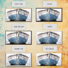 Load image into Gallery viewer, Boho Style Nautical Decor, Minimalist Art, Framed Canvas Print, Photograph Of An Old Wooden Ship, Beachhouse Decor, Wood Boat, Gift For Him