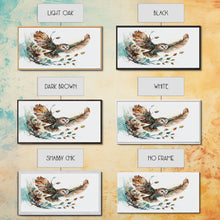 Carregar imagem no visualizador da galeria, Flying owl with trees, leaves, forest double exposure, nature animal, owl illusion art, wrapped framed canvas print, office wall art