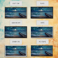 Carregar imagem no visualizador da galeria, Full Moon Over Beach & Ocean Waves - Framed Canvas Print - Lighthouse and Beach Art - Lakehouse Art - Beach House - Living Room Decor
