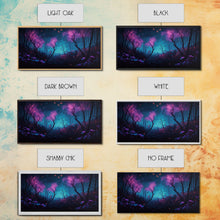 Load image into Gallery viewer, Beautiful forest canvas print Fantasy forest wall art Forest Painting, Framed Art, Glowing Butterflies