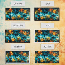 Carregar imagem no visualizador da galeria, Abstract Tropical Wall Art, Palm Trees Wall Decor, Blue Abstract Art, Panoramic Wall Decor, Canvas Print, Wall Art, Framed Canvas Art