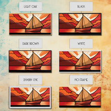 Carregar imagem no visualizador da galeria, Abstract Seascape Wall Art, Stained Glass Wall Decor, Sailboat Wall Art, Panoramic Wall Decor, Canvas Print, Wall Art, Framed Canvas Art