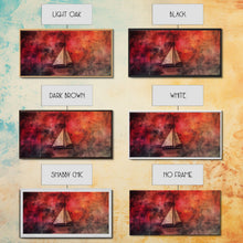 Carregar imagem no visualizador da galeria, Abstract Sailboat Wall Decor, Ocean Wall Art, Boat Wall Art, Red Wall Decor, Panoramic Wall Decor, Canvas Print, Wall Art, Framed Canvas Art