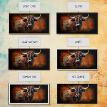 Carregar imagem no visualizador da galeria, Bull Wall Decor, Animal Wall Art, Western Wall Art, Nature Wall Decor, Panoramic Wall Decor, Canvas Print, Wall Art, Framed Canvas Art