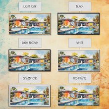 Load image into Gallery viewer, Architecture Art, Midcentury Modern, House Portrait, Watercolor House, Panoramic Art, Wall Art, Canvas Art, Landscape Art, Realtor Gift