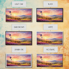 Load image into Gallery viewer, Beautiful Fields of Lavender, Framed Canvas Print, Wall Art, Boho Wall Decor, Sunset Painting, French Countryside, Farmhouse Art