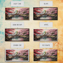 Cargar imagen en el visor de la galería, Cherry Blossoms, Japanese Wall Art, River Wall Art, Panoramic Art, Wall Art, Canvas Art, Landscape Art, Living Room Art, Tiny House Décor