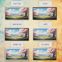 Cargar imagen en el visor de la galería, Cherry Blossom Art, Mountains Wall Art, Spring Art, Panoramic Art, Wall Art, Canvas Art, Landscape Art, Teacher Gift, Family Room Art