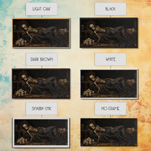 Carregar imagem no visualizador da galeria, Eternal Slumber, Framed Canvas Print, Creepy Victorian Oil Painting, Halloween Art Prints, The Sleeping Skeleton Painting