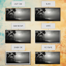 Load image into Gallery viewer, Black And White Florida Rain Storm, Framed Canvas Print, Liminal Art, Liminal Spaces, Framed Wall Art, Office Decor, Dark Moody Art