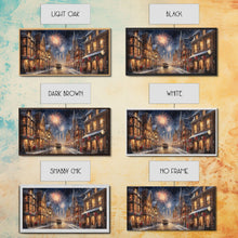 Cargar imagen en el visor de la galería, Christmas / New Years Fireworks - Framed Canvas Print - Christmas Wall Art - Christmas Oil Painting - Holiday Decor - Seasonal Art