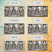 Load image into Gallery viewer, Art Deco Pattern Christmas Village - Framed Canvas Print - Retro Xmas Art - Christmas Decor - Christmas Wall Art - Christmas Art - Art Deco