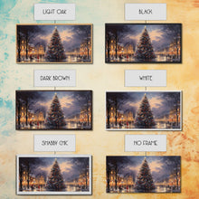 Cargar imagen en el visor de la galería, Christmas Village Winter Wonderland Wall Art Framed Canvas Print - Christmas Wall Art - First Christmas - Christmas Tree Art Holiday Decor