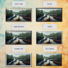 Cargar imagen en el visor de la galería, Flowing River wall decor, ready to hang canvas print wall art, blue river cabin art, lake house art