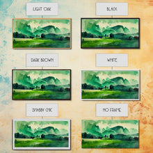 Load image into Gallery viewer, Emerald Green Watercolor Landscape Abstract, ready to hang canvas print wall art, framed canvas wall art