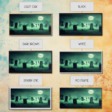 Carregar imagem no visualizador da galeria, Full Moon Over A Haunted Cemetery At Night, Spooky Creepy Graveyard, ready to hang canvas print wall art, Halloween Art