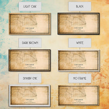Load image into Gallery viewer, Distressed Chicago map print poster or framed canvas, Illinois road map print poster canvas, Chicago city map print poster canvas