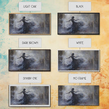 Carregar imagem no visualizador da galeria, Ballerina Dancing In The Fog, Framed Canvas Print, Halloween Decor, Macabre Dark Academia Wall Art