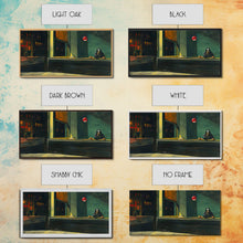 Load image into Gallery viewer, Demon Having a Cheeseburger in a Diner, Funny / Liminal Halloween Art, Framed Canvas Print