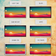 Load image into Gallery viewer, Art Deco Wall Decor, Wall Art, Framed Canvas Print, Retro Style Sunset Art, Scifi Wall Decor, 2 Suns