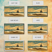 Load image into Gallery viewer, Art deco canvas print, pirate ship at sea beyond the sand dunes, living room wall art