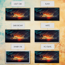 Carregar imagem no visualizador da galeria, Abstract art deco sunset canvas print, sunset over the vast ocean, living room art