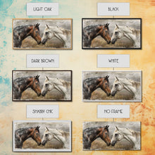 Load image into Gallery viewer, Black and White Horses, Framed Canvas Print for Elegant Living Room Decor, Equine Art for Home and Bedroom Decoration