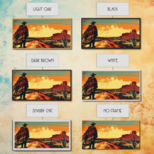 Carregar imagem no visualizador da galeria, Abstract Cowboy in Desert Sunset Scene, Boho Bedroom Art, Framed Canvas Print, Modern Living Room Decoration, Rustic Wall Art