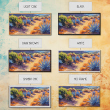 Load image into Gallery viewer, Desert Pathway with Vibrant Foliage, Perfect for Living Room Art, Framed Canvas Print, Bohemian Decor, Nature Inspired Wall Art